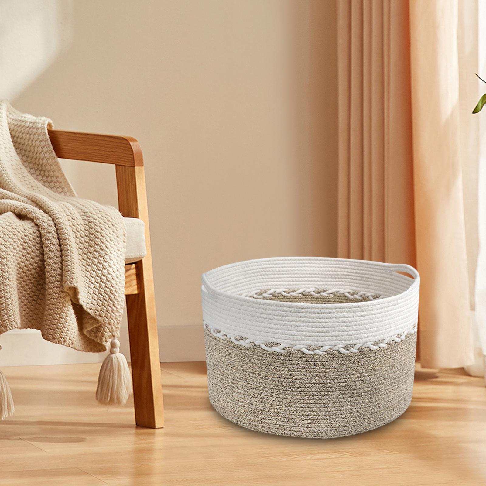 Bathroom Woven Laundry Basket Baby Toy Hamper Foldable Multipurpose Desktop Organizer Basket for Pillows Bed Sheets Shoes