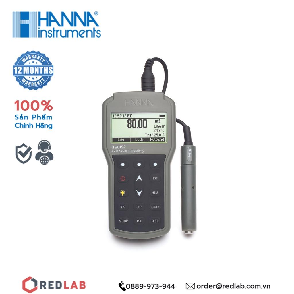 Máy đo EC/TDS/Trở Kháng/Độ Mặn/Nhiệt Độ Hanna HI98192, bảo hành 12 tháng
