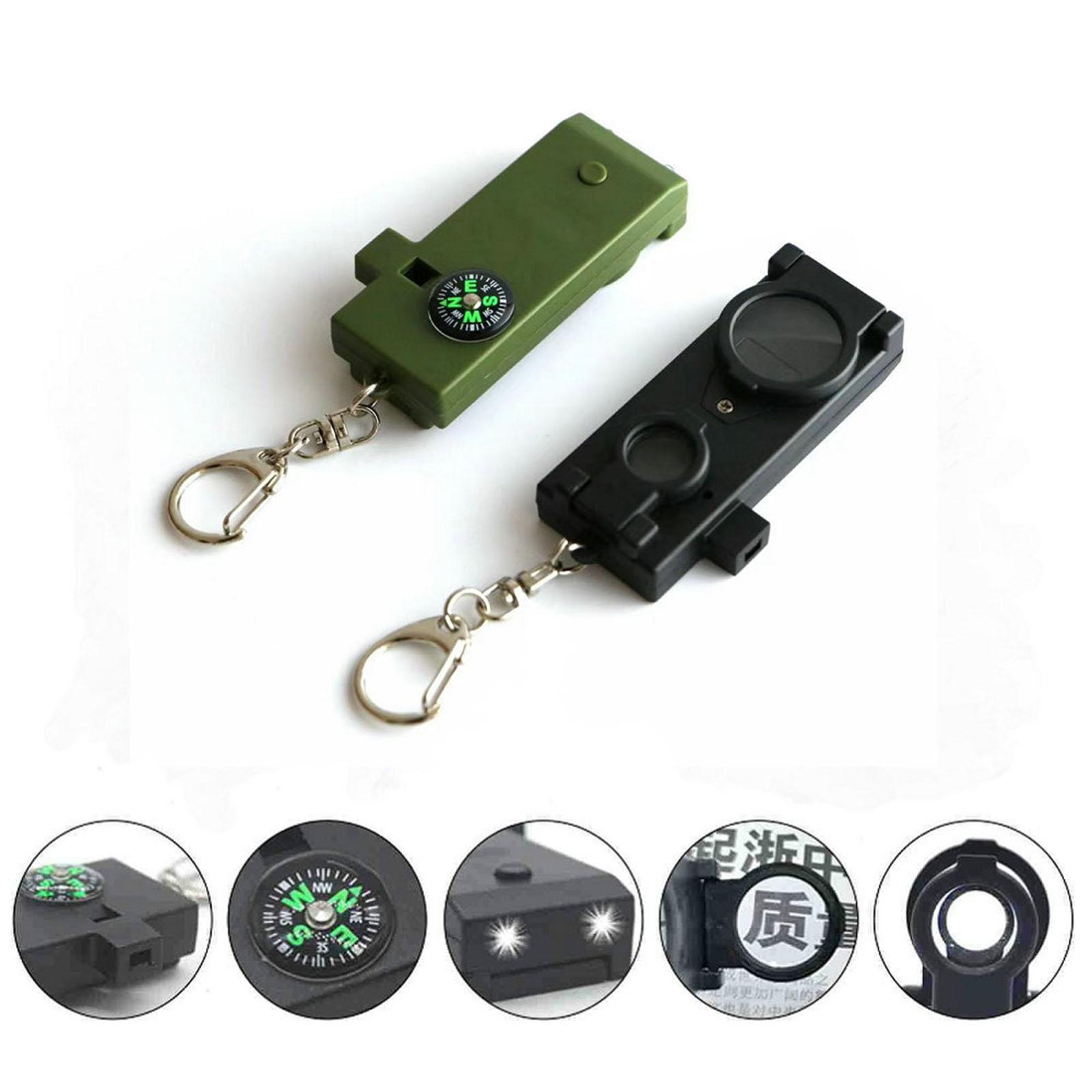 An toàn ngoài trời Đa chức năng Đa la La Mã Kính bằng móc khóa để khám phá ba lô Cắm trại đi bộ đường dài khẩn cấp Color: Black