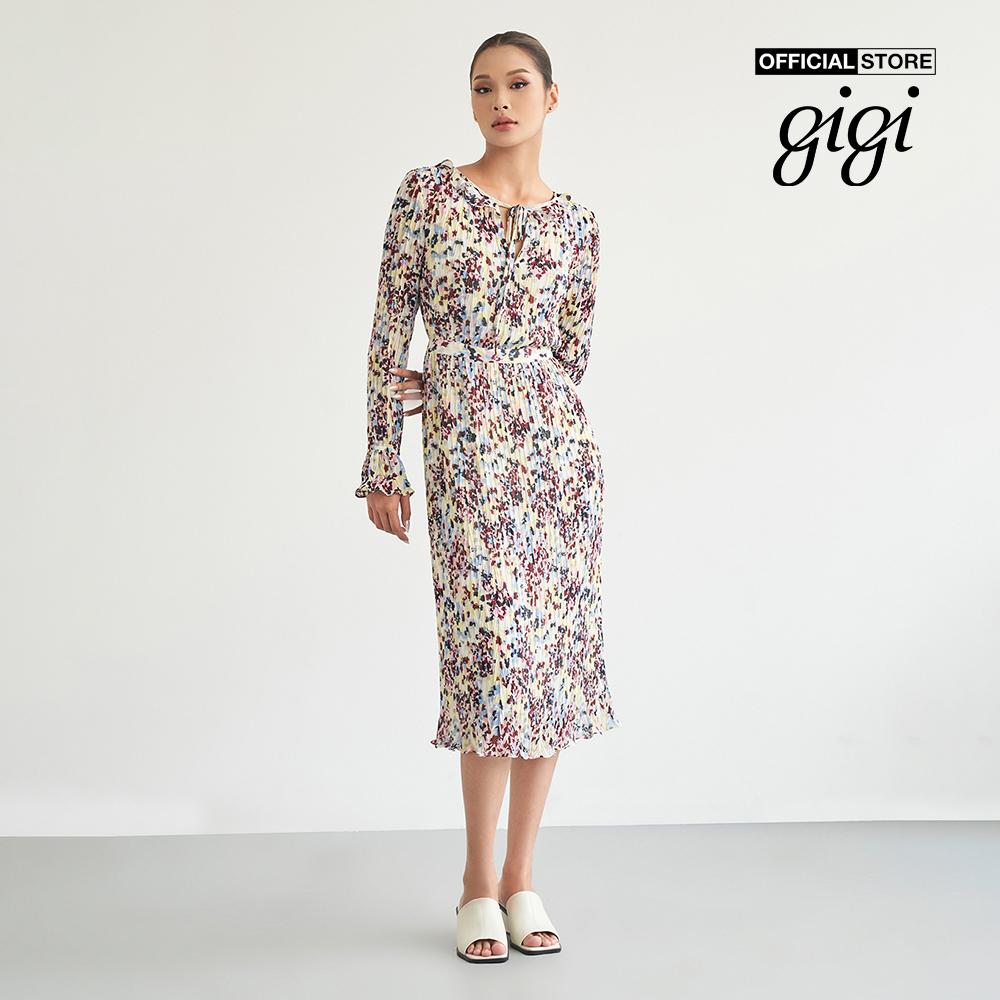 GIGI - Đầm midi tay dài cổ tròn thắt nơ thời trang G2102D222131-19