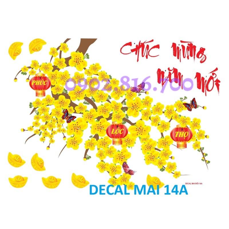 Decan Múa lân - Thần tài - Bánh chưng tét- Hoa mai - hoa đào - - Lân dán kiếng dán tường phụ kiện trang trí tết