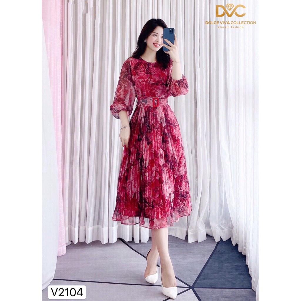 Đẹp Shop DVC Váy xòe hoa chân dập li V2104 - Kèm video và ảnh trải sàn