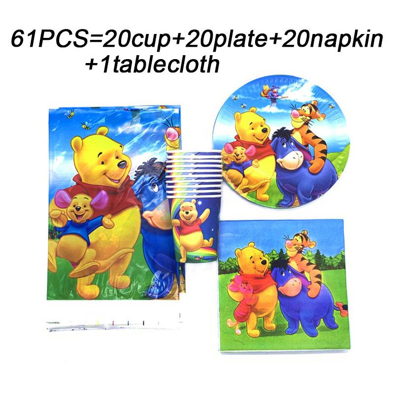 Disney Winnie The Pooh Chủ Đề Trang Trí Tiệc Sinh Nhật Trẻ Em Dùng Một Lần Bộ Đồ Ăn Khăn Ăn Cốc Tấm Khăn Trải Bàn Dự Tiệc Cung Cấp