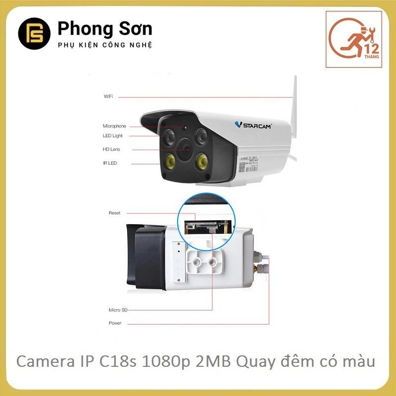 Camera IP ngoài trời C18S FHD 1080p Vstarcam, quay đêm có màu,có âm thanh ,Kèm thẻ 32GB A1 - Hàng Chính Hãng