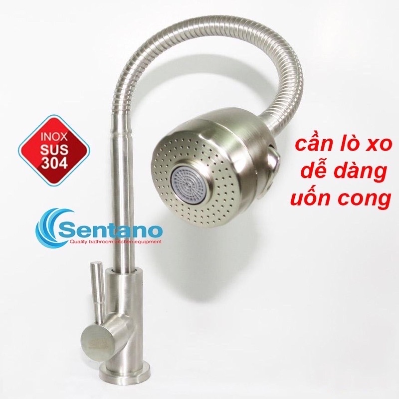 Vòi chén inox lạnh thân mềm xoay 360 nhám
