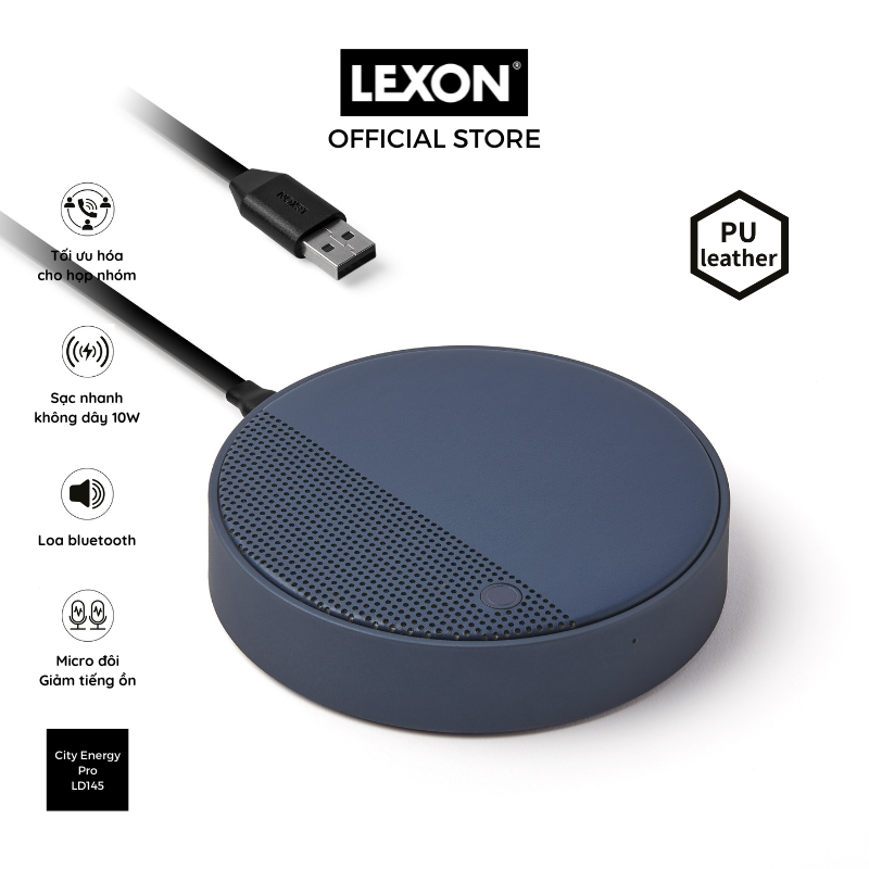 Trạm sạc không dây bọc da LEXON với loa bluetooth và micro - OSLO ENERGY + - Hàng chính hãng