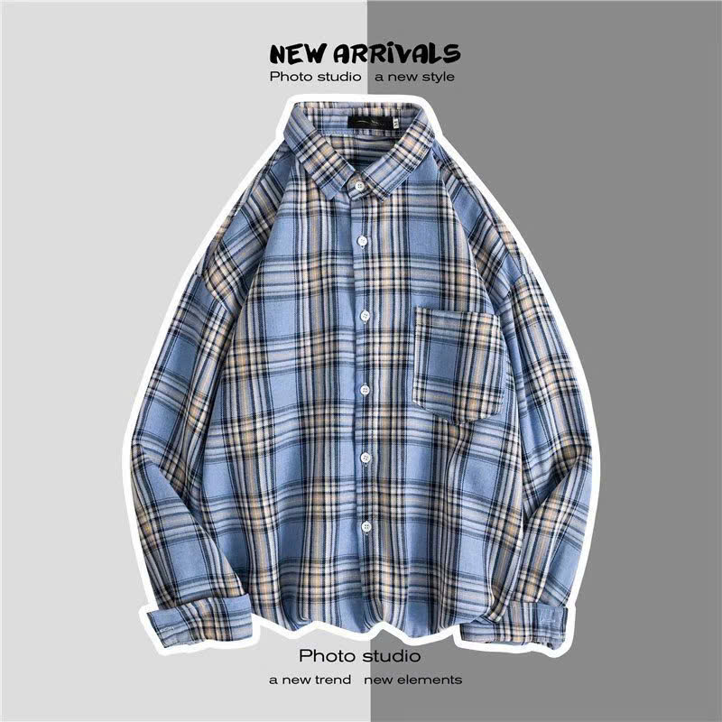 Áo sơ mi nam nữ form rộng 2N Unisex somi khoác ngoài sọc ô vuông số 28