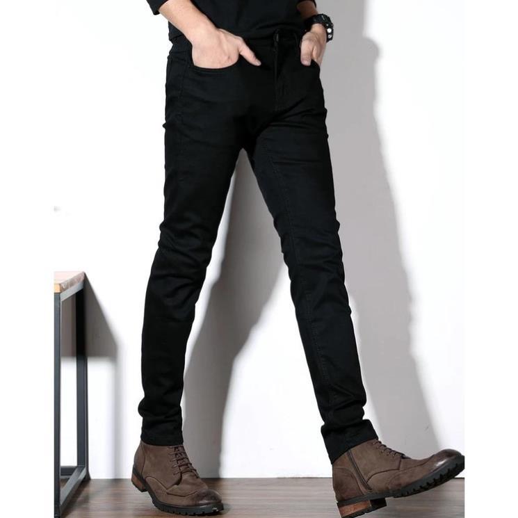 Quần Jean Nam Đen Trơn Co Giãn-Hàng Cao Cấp Chất Vải Đẹp,Mềm Mại Không Phai Màu Chuẩn From Size