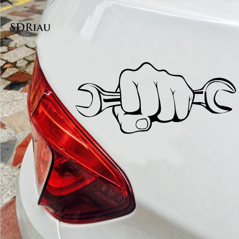 Decal Dán Trang Trí Xe Hơi / Mô Tô Hình Cờ Lê Độc Đáo