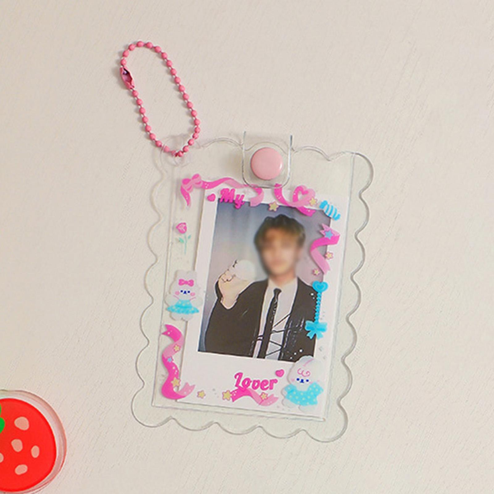 Keychain Card Sleeve Storage Birthday Gift for Women Girls Cartoon Hanging Decoration Pendant Art Supplies Photo Holder Card Protective Case
