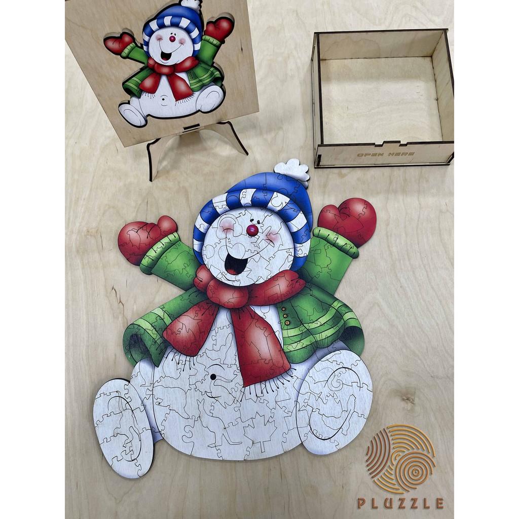 Puzzle Đồ chơi Bộ xếp hình gỗ con vật độc đáo dành cho trẻ em và người lớn PLUZZLE - Người tuyết – PZ035
