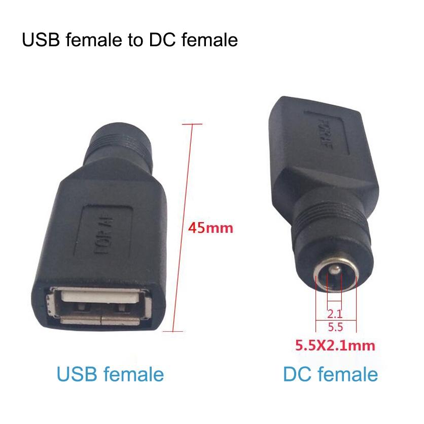 Đầu Chuyển Đổi 5V USB Female Sang Lỗ Tròn 5.5 x 2.1mm