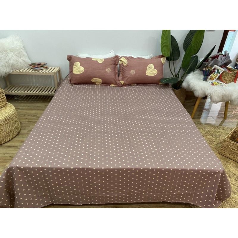 Bộ chăn ga cotton poly trần bông, nằm êm mềm mát