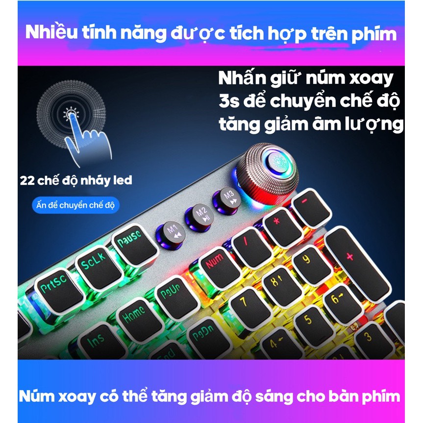 Bàn Phím Cơ Chơi Game FZ508 Pro Full Size 104 Phím Led RGB Nhiều Chế Độ Cực Đẹp Kèm Kê Tay, Dùng Cho Máy Tính PC – Hàng nhập khẩu