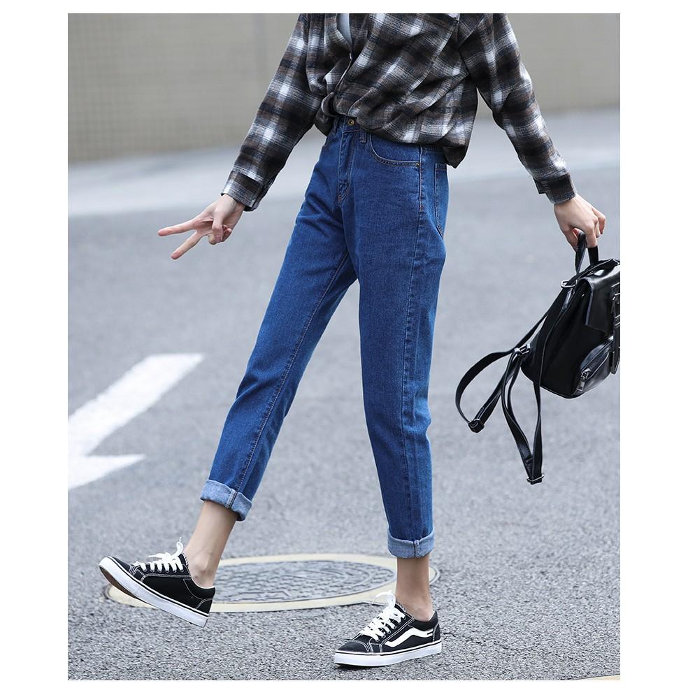 Quần Jeans Baggy UNISEX QJ001 BIGSIZE Trơn Đậm / Nhạt - Lưng Cao - tôn dáng - Không Giãn