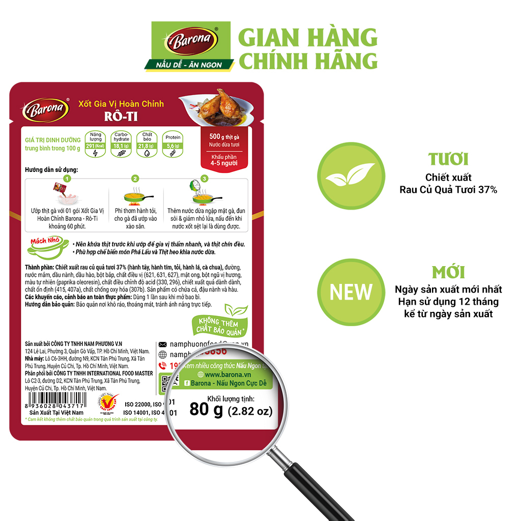 Xốt Gia Vị Hoàn Chỉnh Barona - Rô-Ti 80g