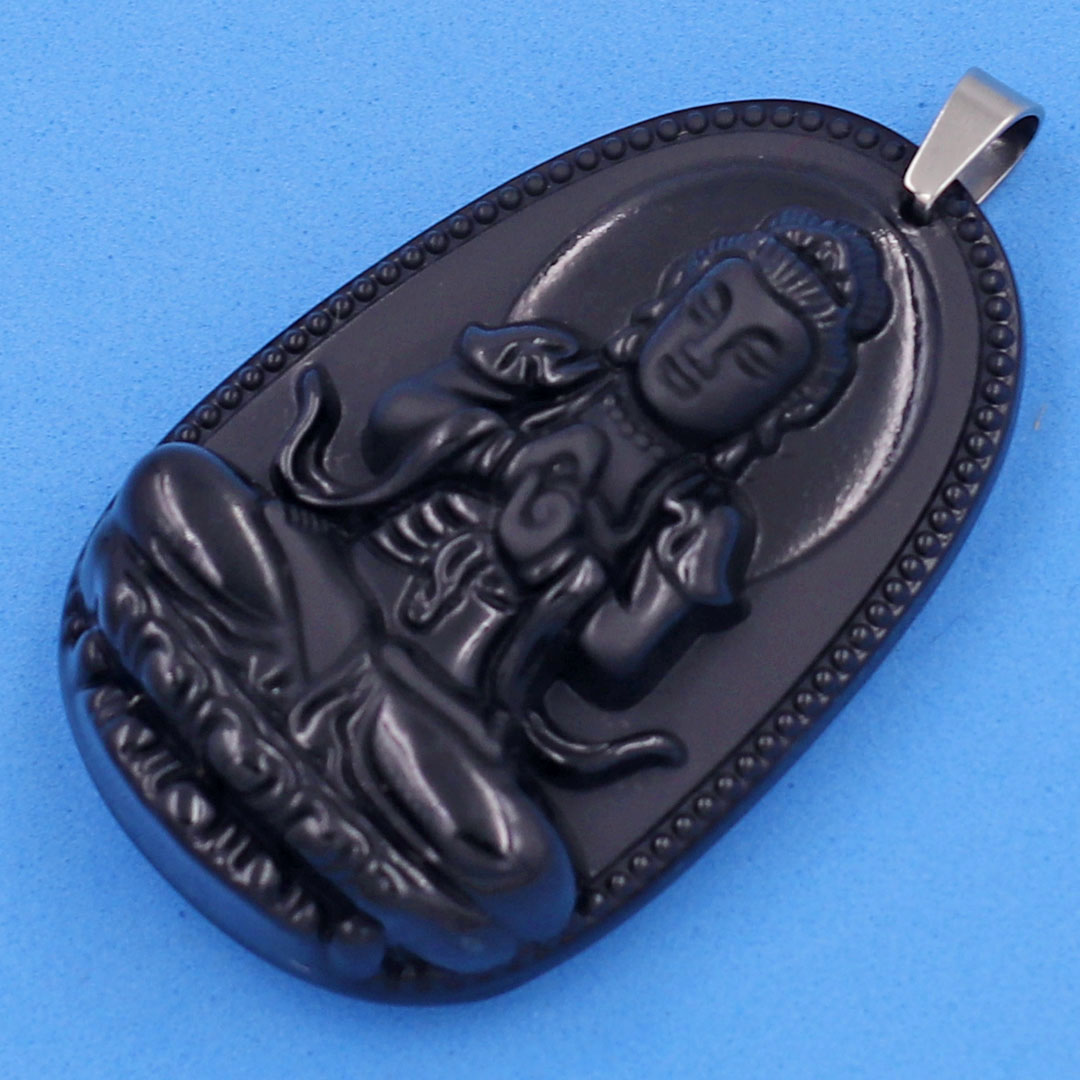 Mặt Phật - Đại nhật như lai - thạch anh đen 6cm MTES5 - tuổi Mùi và tuổi Thân