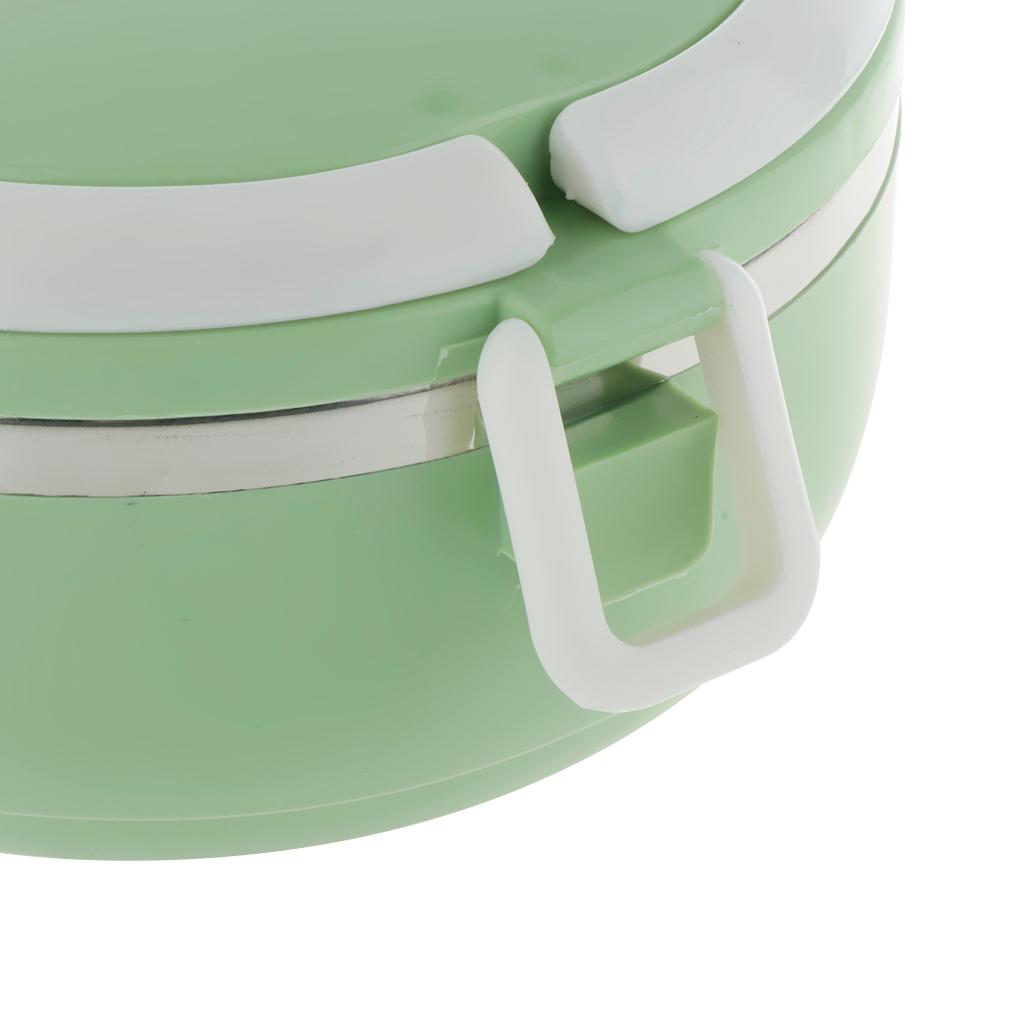 2X Student Stainless Steel Thermal Lunch Box Portable Tiffin Bento Box Green