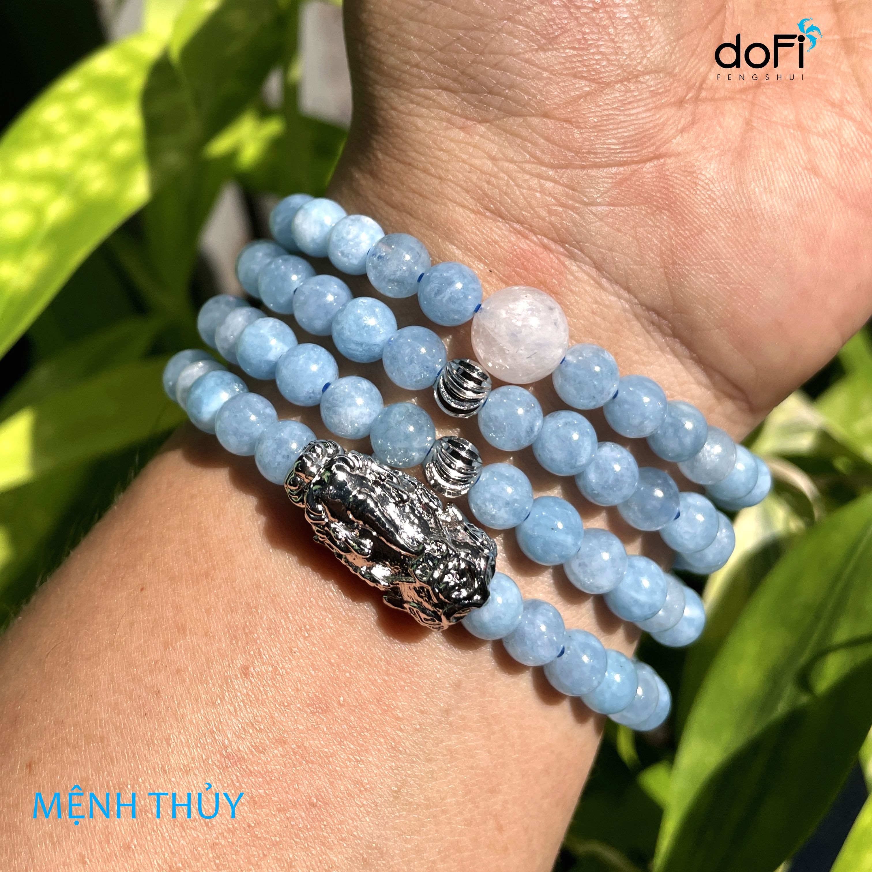 TRÀNG HẠT AQUAMARINE + ĐÁ MẶT TRĂNG PHỐI TỲ HƯU