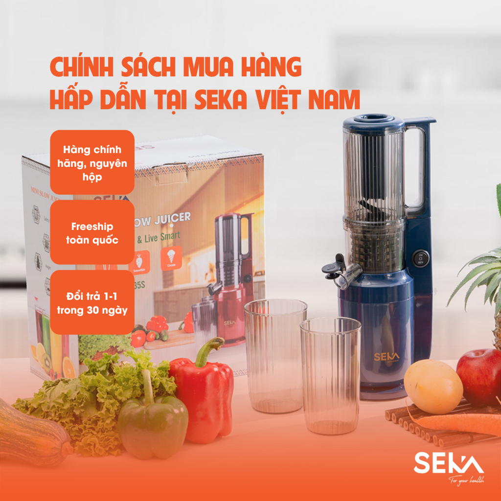 Máy Ép Chậm SEKA SK535S - Máy ép trái cây, hoa quả công nghệ Nhật Bản ép kiệt bã, giữ nguyên dưỡng chất - Hàng chính hãng (màu ngẫu nhiên)