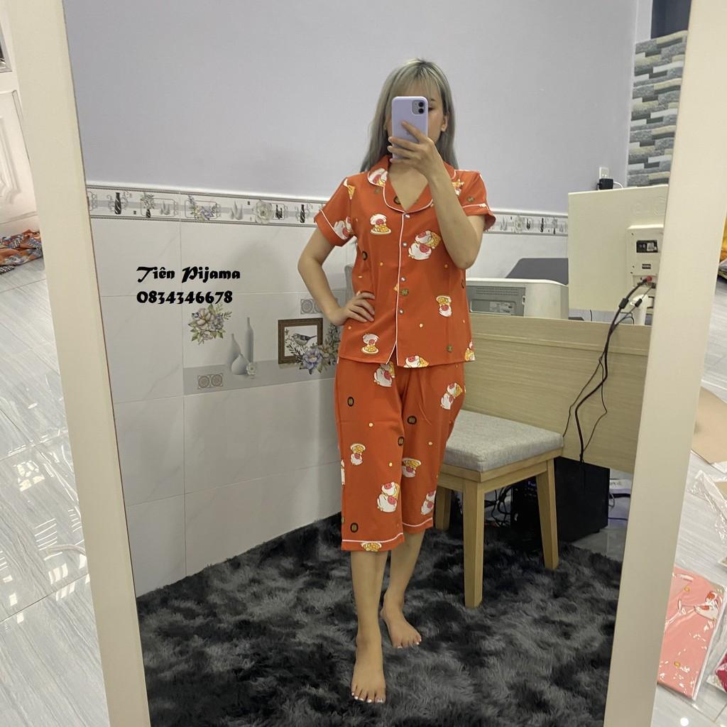 Bộ Pijama Lụa , Bộ Mặc Nhà Lụa Cộc Tay Cao Cấp Hàng Thiết Kế Có Size, Chất Lụa Mịn Mát