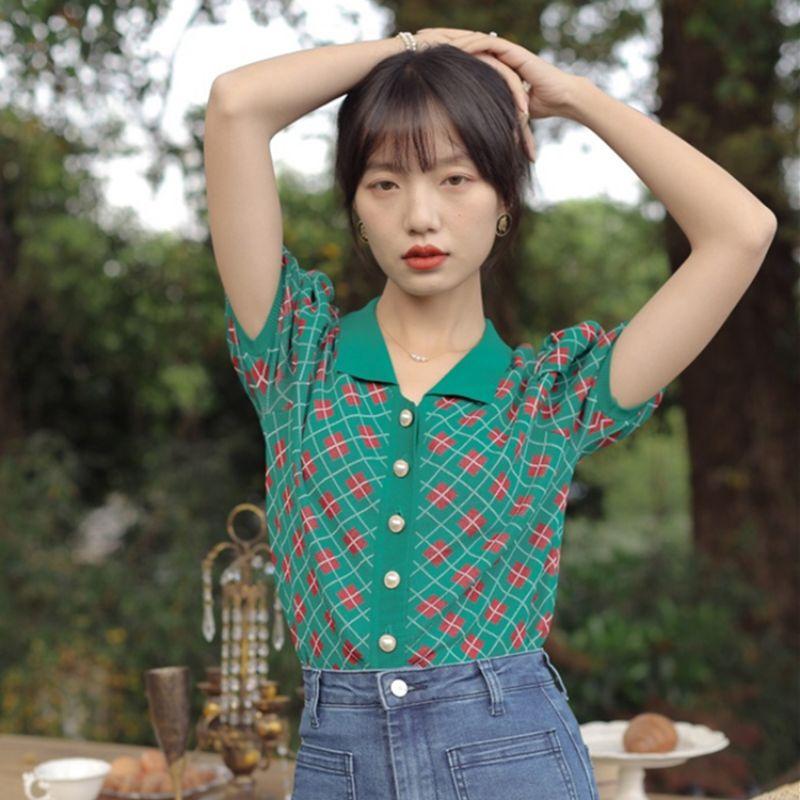 Hàng sẵn_ Áo len retro dáng ngắn phong cách thời trang