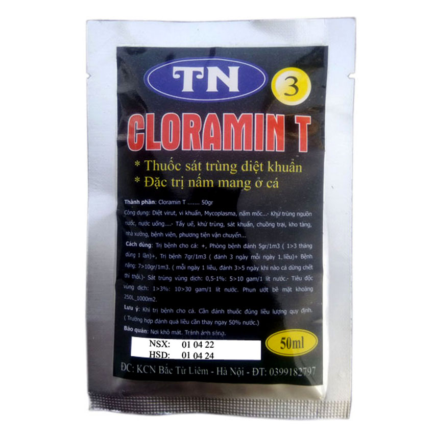 TN3 Cloramin T diệt khuẩn & trị nấm mang ở cá 50ml