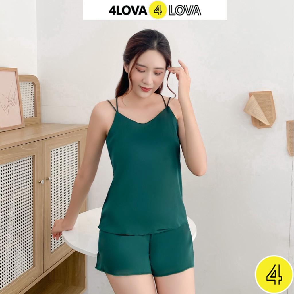 Hình ảnh Áo 2 dây trơn vải lụa satin mềm mại 4LOVA thiết kế đan chéo lưng nữ tính