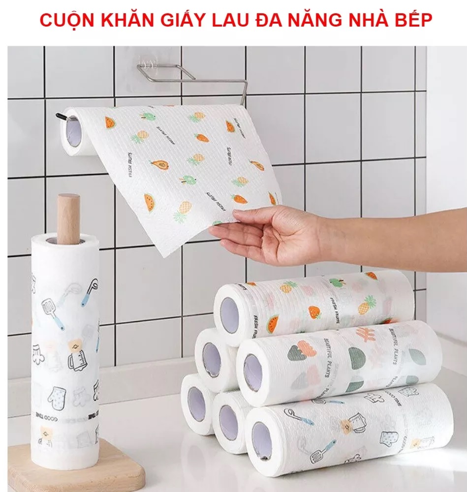 Khăn giấy lau đa năng lau bếp, lau tay cuộn trắng có thể giặt được và tái sử dụng cỡ 20cm