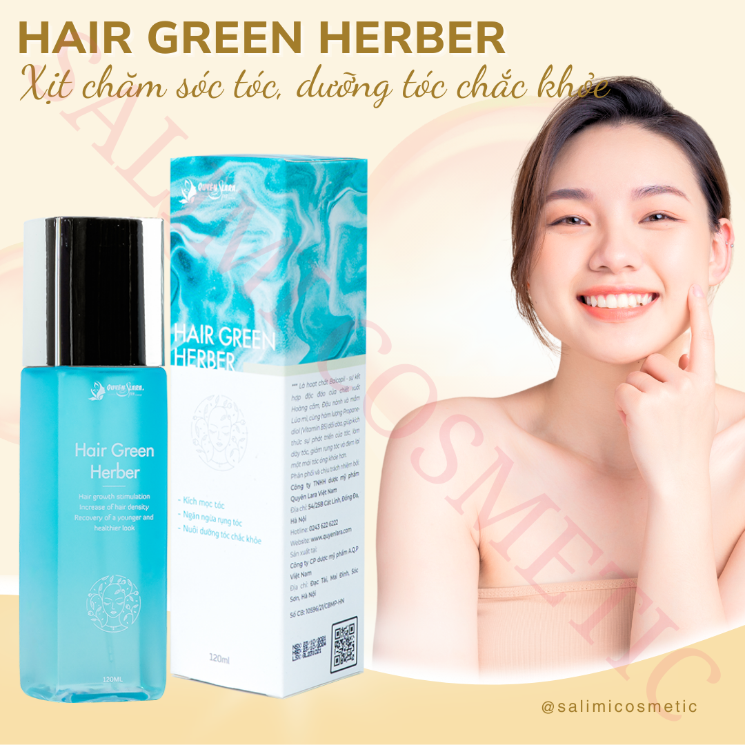 Xịt Kích Mọc Tóc Thảo Dược Hair Green Herber 120 Ml, Phục Hồi Tóc Rụng, Dưỡng Tóc Suôn Mượt, Ngăn Ngừa Gãy Rụng, Làm Chắc Khoẻ Chân Tóc