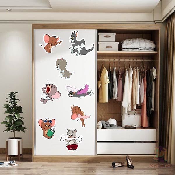 Miếng Dán Stickers In Hình Tom & Jerry