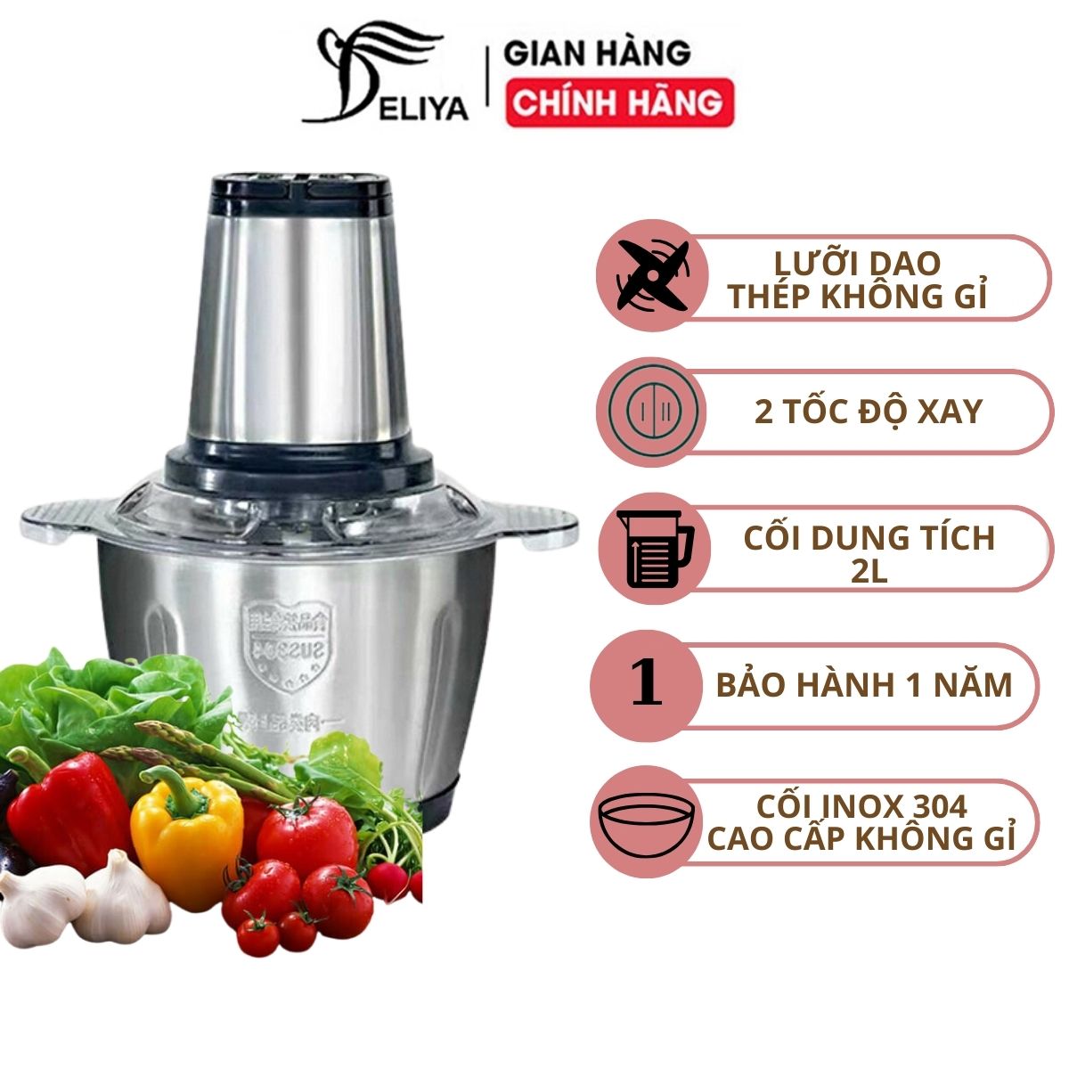 Máy xay thịt đa năng hàng chính hãng DELIYA công suất 250W, cối inox304, 4 lưỡi dao sắc bén - HÀNG CHÍNH HÃNG