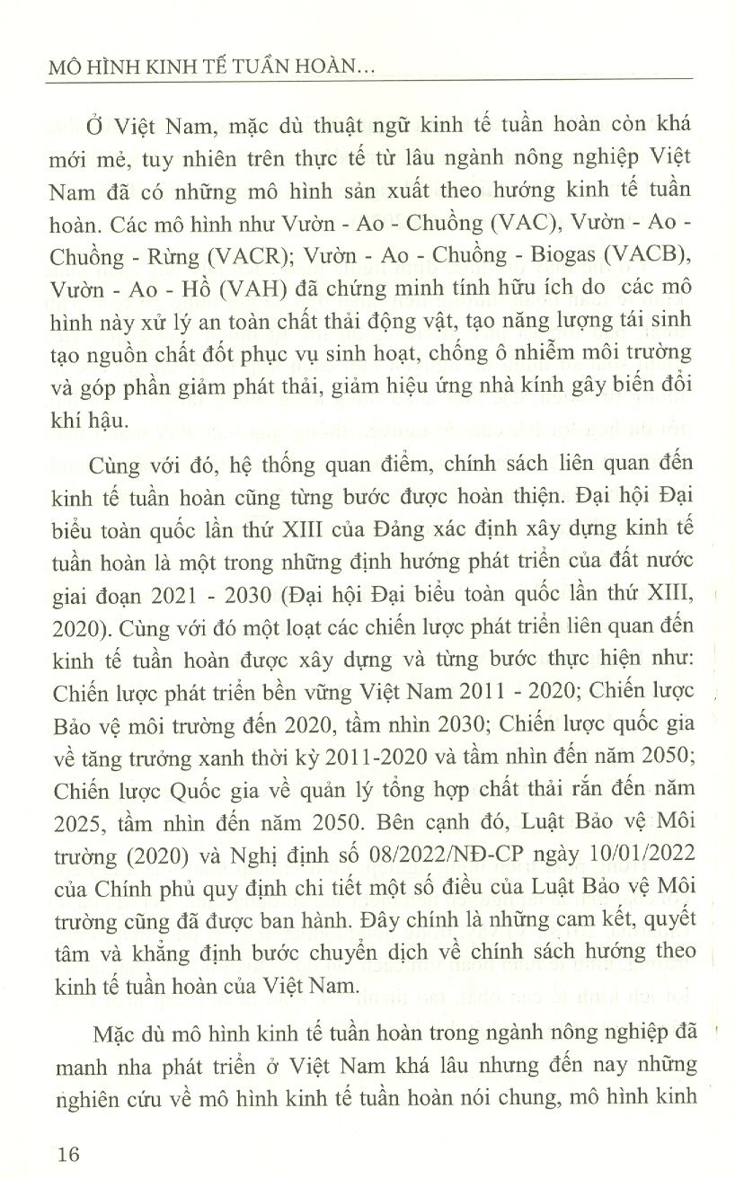 Mô Hình Kinh Tế Tuần Hoàn Trong Phát Triển Nông Nghiệp Bền Vững Ở Việt Nam