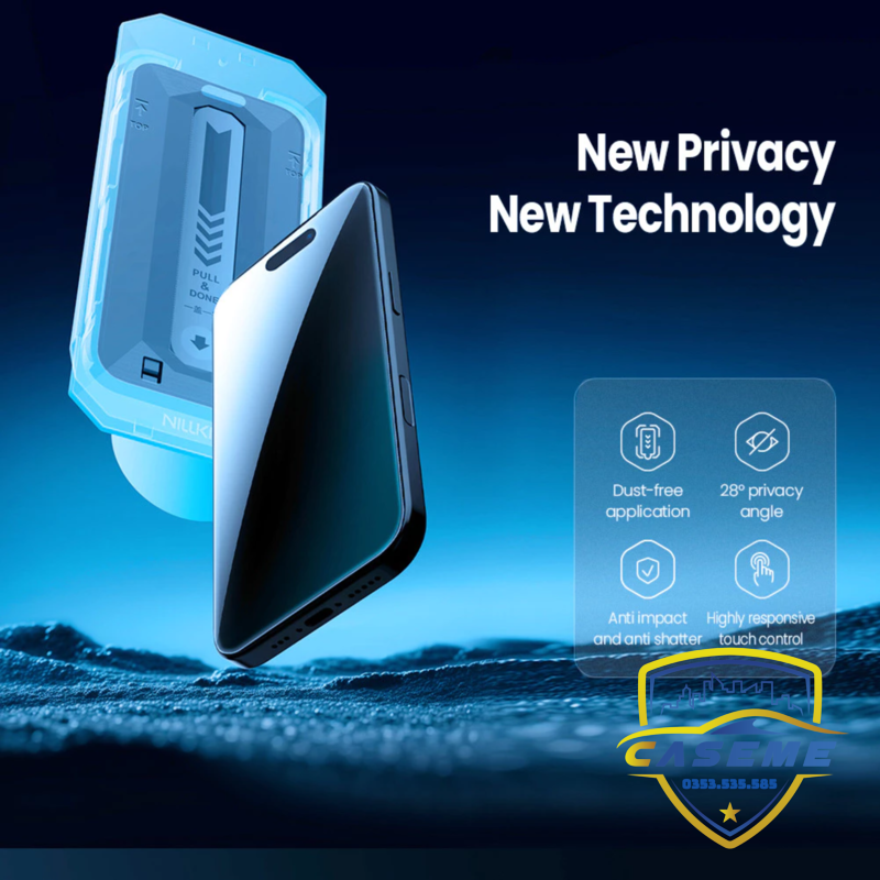 Kính cường lực chống nhìn trộm Nillkin dành cho iPhone 17, iPhone Air, iPhone 17 Pro, iPhone 17 Pro Max kèm khung trợ dán  - Hàng chính hãng