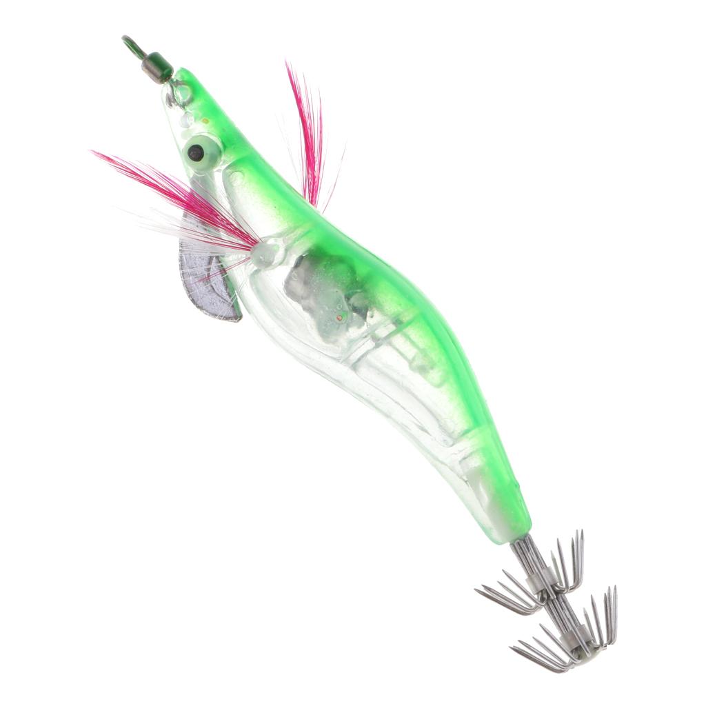 Lifelike 3D Eye Shrimp Squid Jig Fishing Hook Luminous Shrimp Fishing Baits