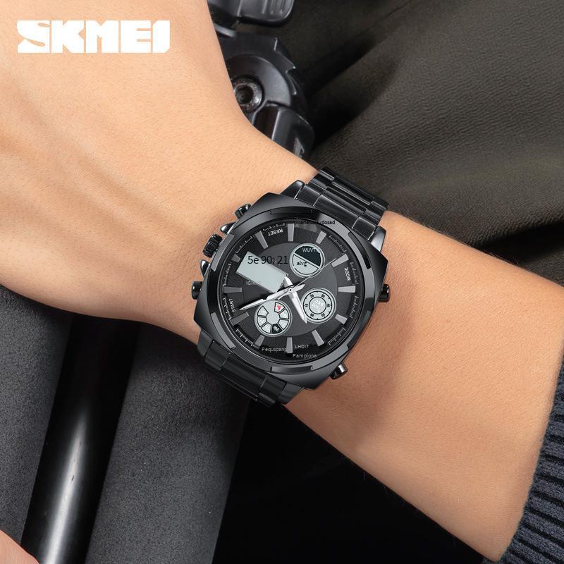 Phong cách mới nhất Skmei/Shijimei thời trang dạ quang đa chức năng đồng hồ nam bán chạy thể thao ngoài trời màn hình đôi đồng hồ điện tử nam