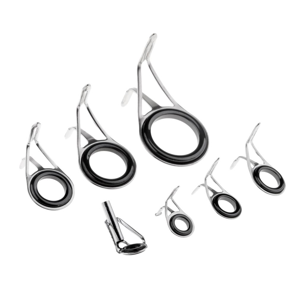 7pcs Rod Repair Kit Fishing Rod Guides Tips Tops Double Leg Ceramic Ring