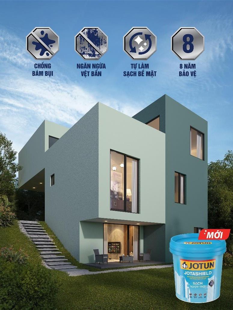 Sơn tường nhà JOTUN JOTASHILED 5L Sạch vượt trội, chống bám bụi (Sơn ngoại thất)
