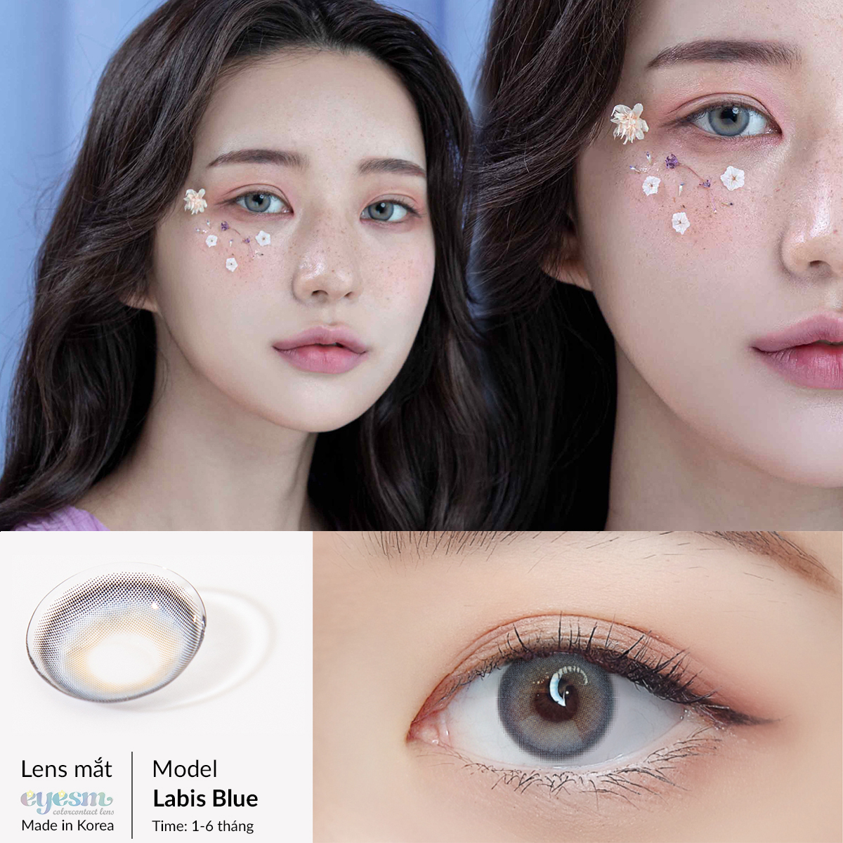 Lens áp tròng Eyesm Labis Blue - Lens màu xanh dương, sử dụng 1-6 tháng