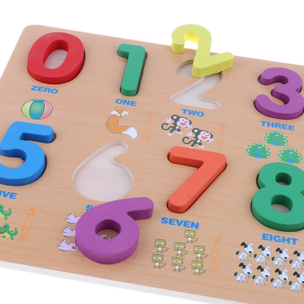 Wooden Numbers Color Cognition Board Blocks Puzzle Educational Toys Birthday