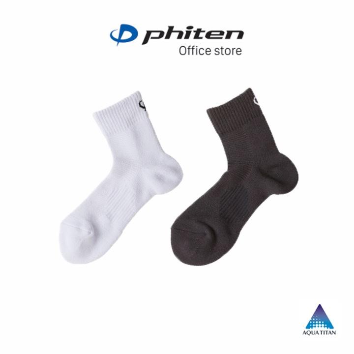 Tất thể thao cổ vừa Phiten sport socks semi long (2 đôi) AL907370/AL907373/AL907375/AL907470/AL907473 - Đen