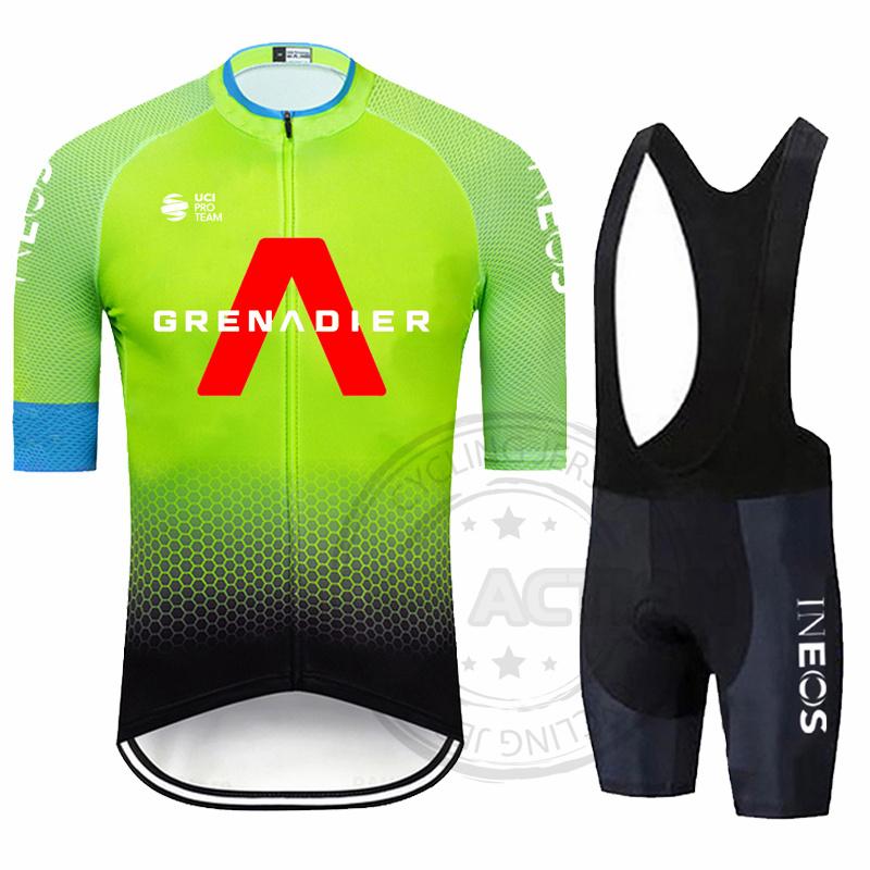 2022 INEOS Grenadier Đi Xe Đạp Quần Áo Mùa Hè Đi Xe Đạp Quần Áo Nhanh Khô Phù Hợp Với Ba Môn Phối Hợp Xe Đạp Đi Xe Đạp Quần Áo Phù Hợp Với Color: cycling set 8 Size: XS