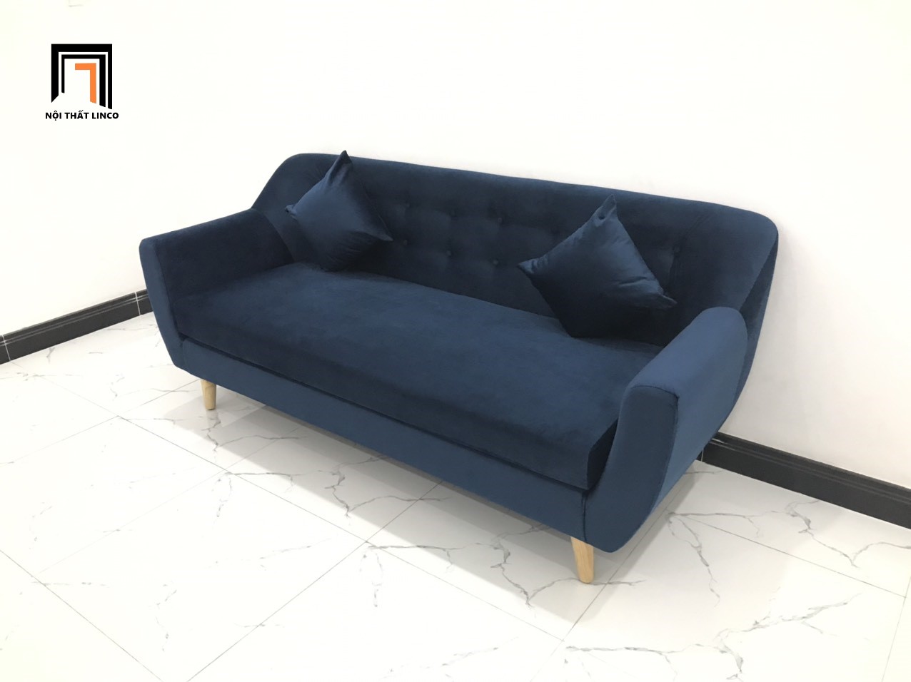 Ghế sofa băng NL xanh đen vải nhung nhiều kích cỡ