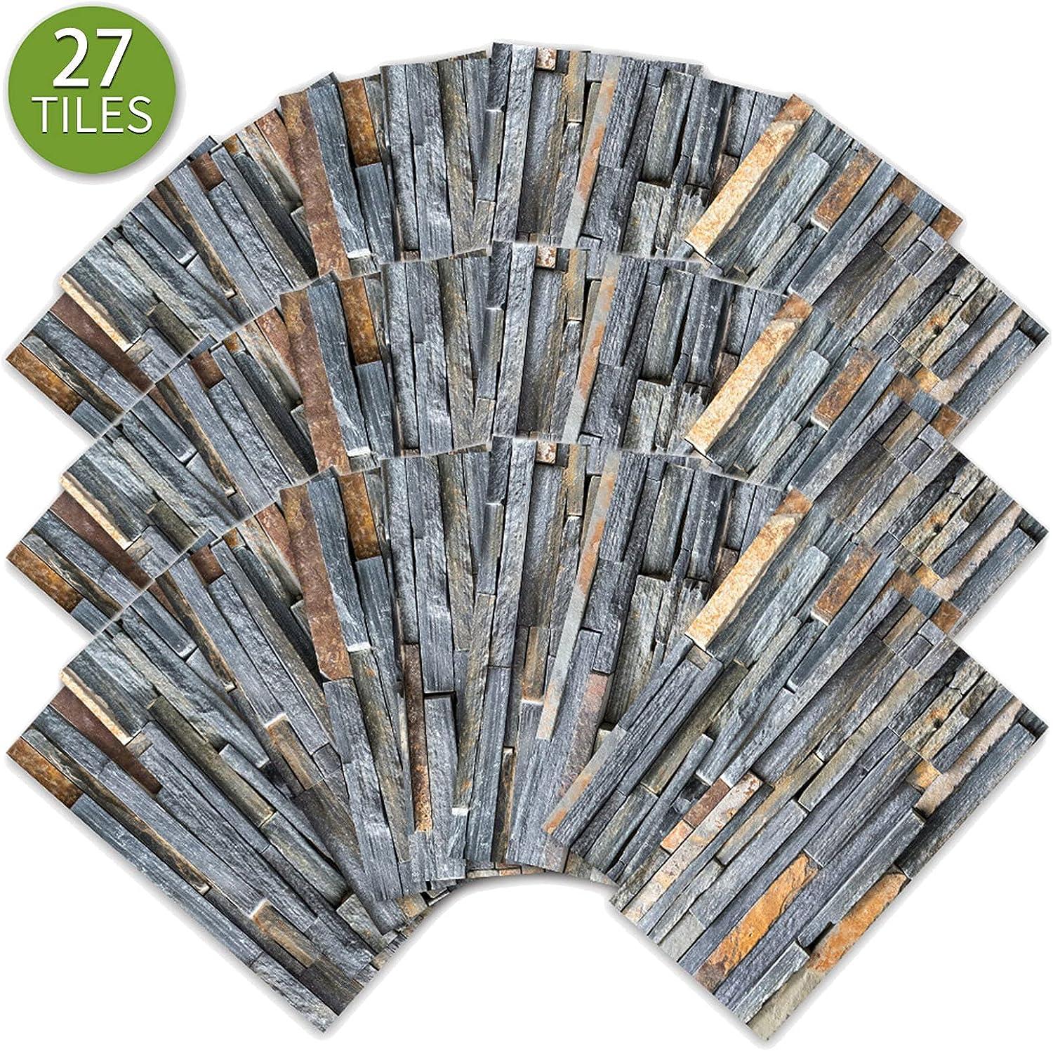 27 Miếng Dán Ngói Tự Dính Miếng Dán Tường PVC Chống Thấm Nước Dán Thiết Kế Ngói Xi Măng Trang Trí 20X10 Cm Cho Nhà Bếp Phòng Tắm