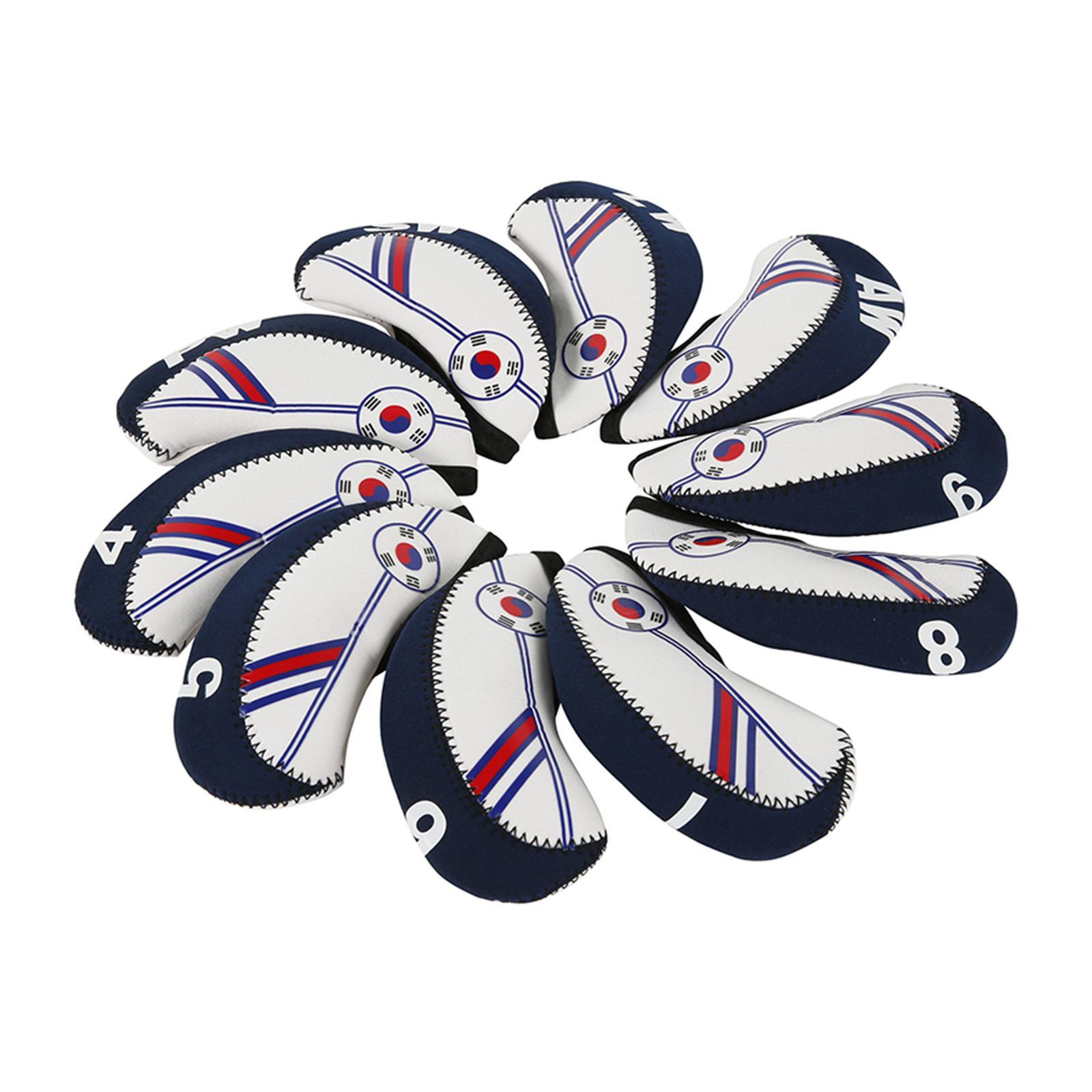 10Pcs Golf Iron Covers Set Golf Clubs Case Waterproof for Outdoor Sports