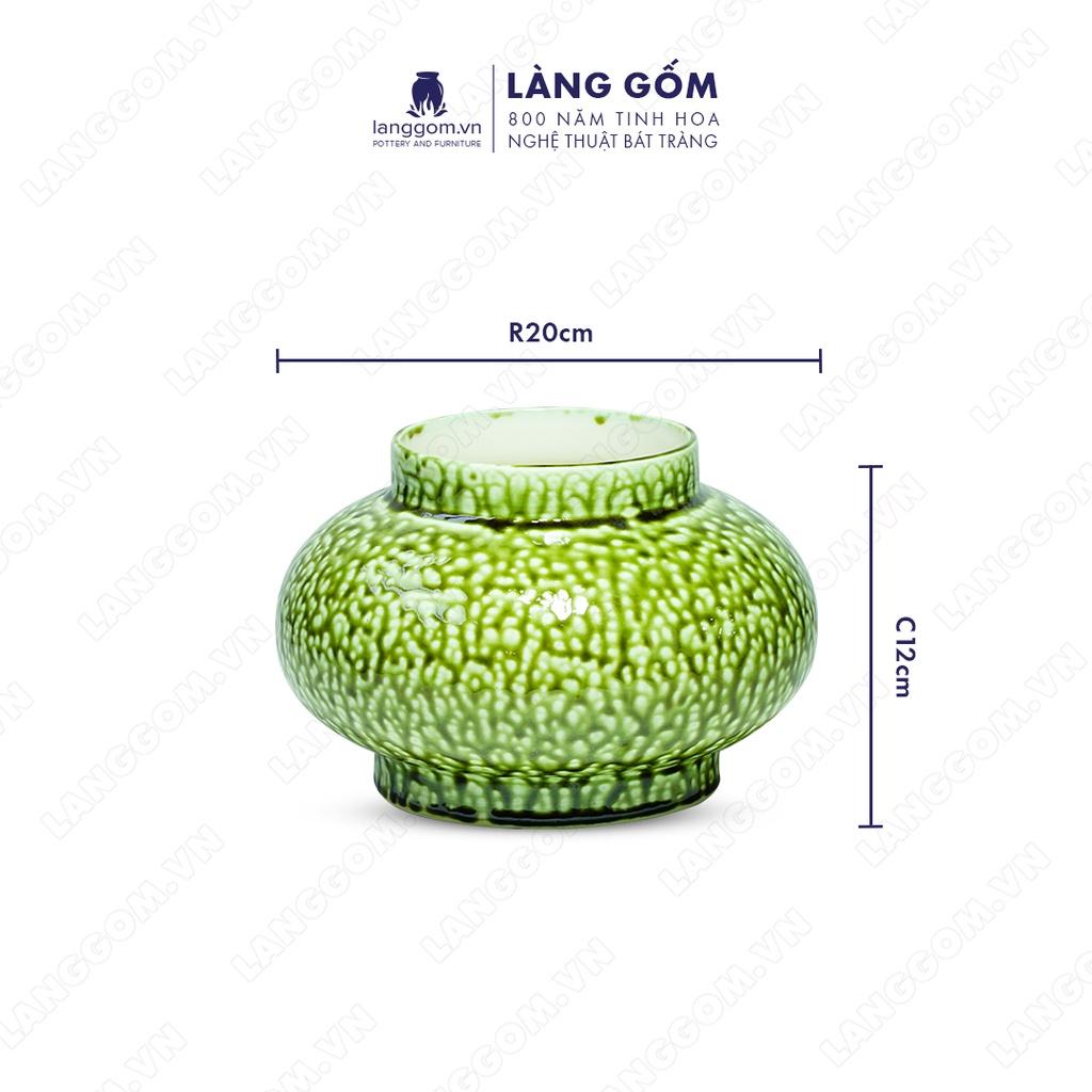 Bình hoa, lọ hoa Gốm sứ Bát Tràng cao cấp Men chảy lồng đèn thấp dùng làm quà tặng, trang trí - Làng Gốm Bát Tràng