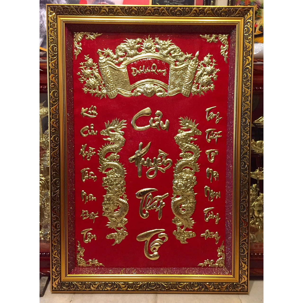 Tranh đồng liền tấm thờ cứng Cửu Huyền Thất Tổ ( 72x102cm)