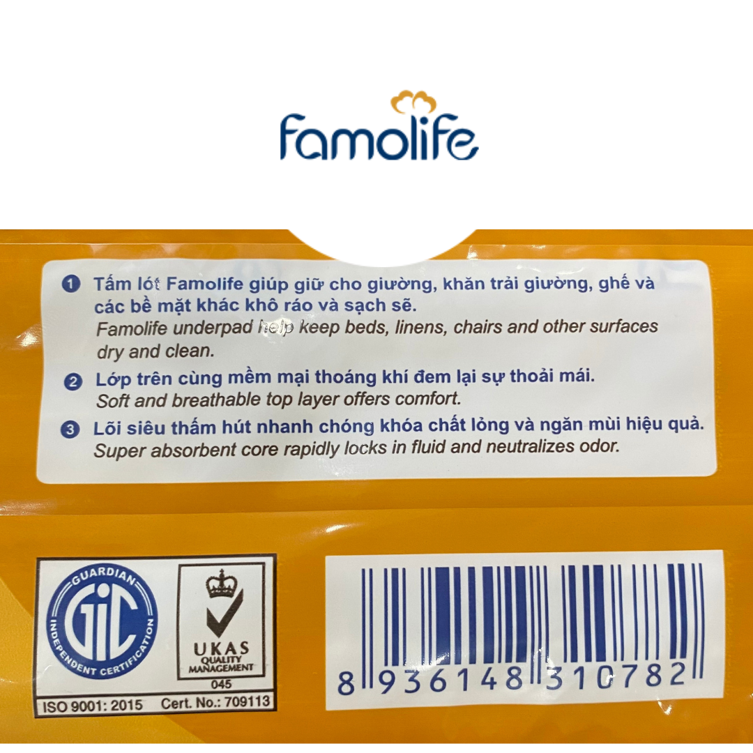 Miếng lót người già FAMOLIFE Cao Cấp mềm mại, thấm hút, chuẩn chất lượng Châu Âu