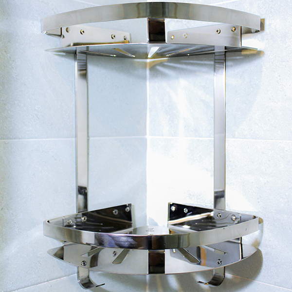 Combo kệ góc đôi và vắt khăn giàn 100% Inox 304 - MTHN