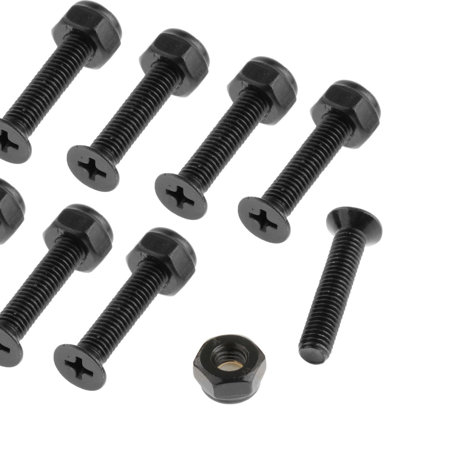 8x Longboard Skateboard Wheel Installing Hardware Screws Nuts Bolts Black